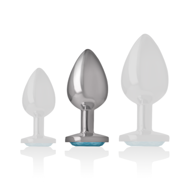 Analplug Aus Aluminium Mit Blauem Glas Grösse M | Intense