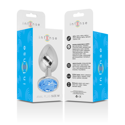 Analplug Aus Aluminium Mit Blauem Glas Grösse M | Intense