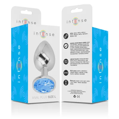 Analplug Aus Aluminium Mit Blauem Kristall L – Intense