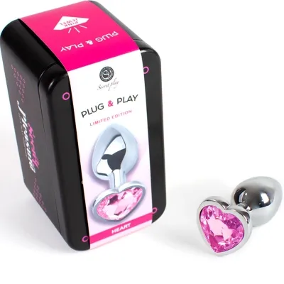 Metall Buttplug Fuchsia Herz 7cm – Secretplay
