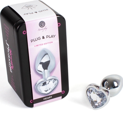 Metall Buttplug Klarer Kristall Herz 7cm | Secret Play
