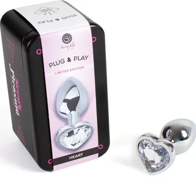 Metal Butt Plug Clear Crystal Heart 7cm – Secret Play