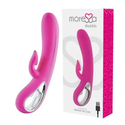 Pink vibrator with packaging, USB connection, made of premium silicone.