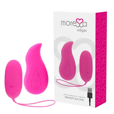 Pinkes, fernsteuerbares Silikon-Vibrator-Set mit Verpackung, USB-Kabel und Herzdesign.