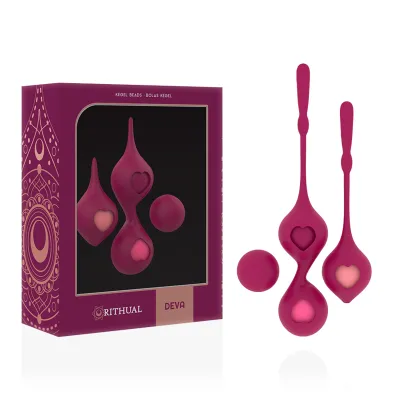 Red bowling balls with a heart design next to a decorative package.