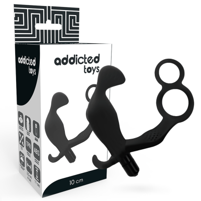 Analplug Mit Doppeltem Penisring Und Hoden Schwarz | Addicted Toys