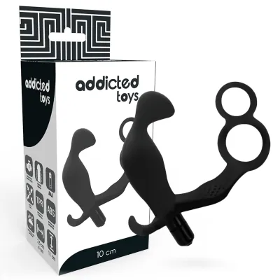 Analplug Mit Doppeltem Penisring Und Hoden Schwarz | Addicted Toys