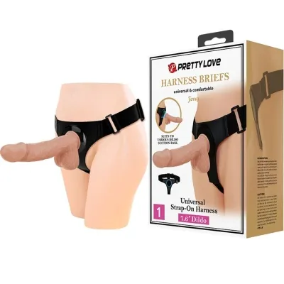 Harness Briefs Universal Harness Mit Dildo Jerry 21,8cm Natur – Pretty Love