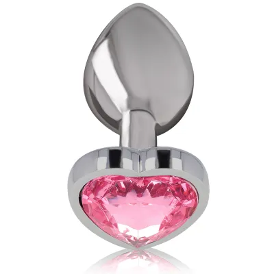 Anal plug aluminum pink heart M – Intense
