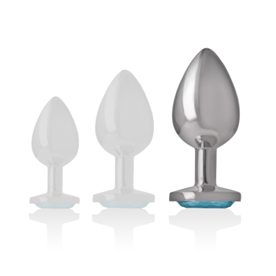 Analplug Aluminium Herz Blau Grösse L | Intense