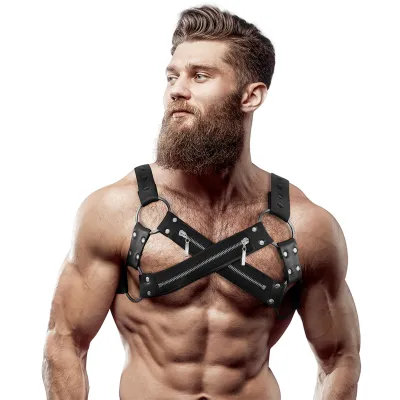 Verstellbarer Neopren Cross Over Brustgurt Mit Zipper – Fetish Submissive