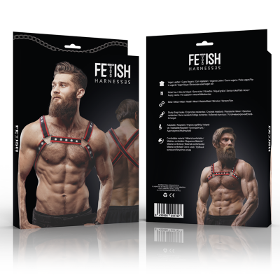 Bulldoggengeschirr Aus Öko Leder Schwarz / Rot | Fetish Submissive