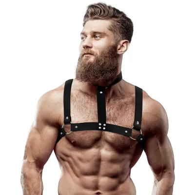 Verstellbarer Brustgurt Aus Öko Leder Mit Halskette – Fetish Submissive