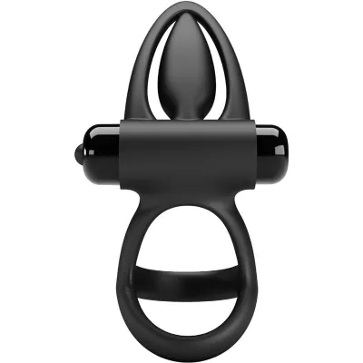 Vibrating Ring with 10 Modes, Black Silicone – Pretty Love