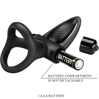 Vibrating Ring with 10 Modes, Black Silicone – Pretty Love
