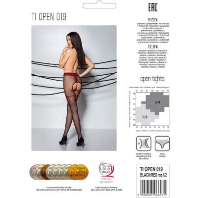 Tiopen 019 Strumpf Schwarz / Rot 1/2 (20 Den) | Passion