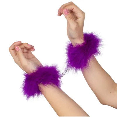 Lila Marabou Handschellen – Secretplay