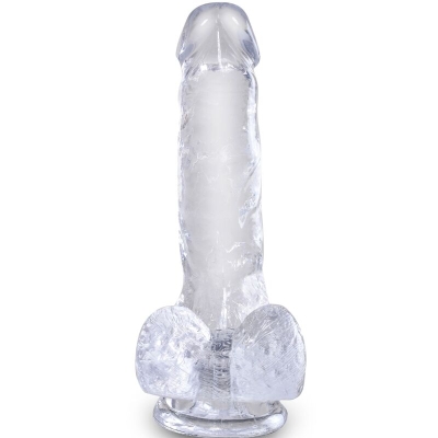 Realistischer Penis Mit 13,5cm Transparenten Eieren | King Cock