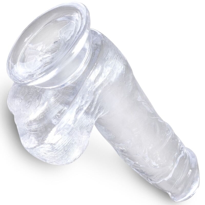 Realistischer Penis Mit 13,5cm Transparenten Eieren | King Cock