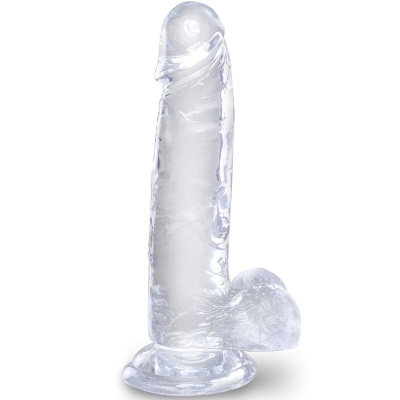 Realistischer Penis Mit 15,2cm Transparenten Eieren | King Cock
