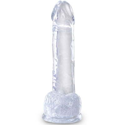 Realistischer Penis Mit 15,2cm Transparenten Eieren | King Cock