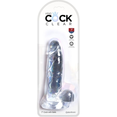 Realistischer Penis Mit 15,2cm Transparenten Eieren | King Cock