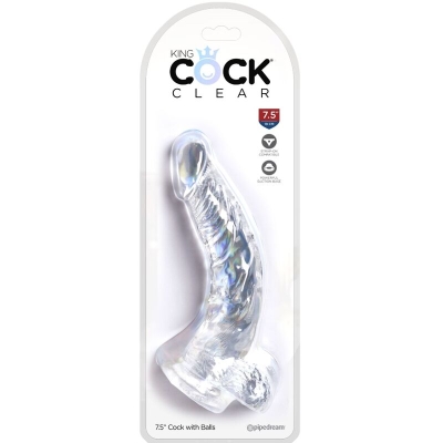 Realistisch Gebogener Penis Mit 16,5cm Transparenten Bällen | King Cock