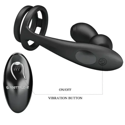 Marshall cock ring with vibrating anal plug – Pretty Love