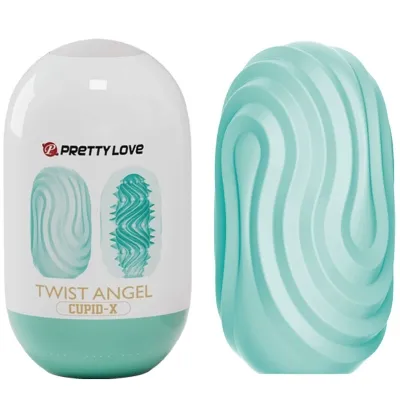 Two green, textured silicone cases, one in packaging, with the inscription "Pretty Love Twist Angel Cupid-X".