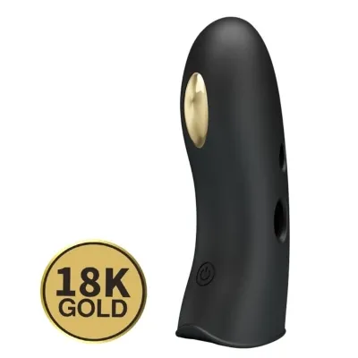 Black device with gold accents, 18K gold label visible.