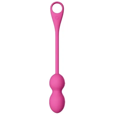 Pink Kegel ball with long handle and loop, suitable for pelvic floor training.