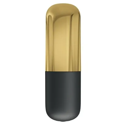 Goldener und schwarzer zylinderförmiger Gegenstand auf weißem Hintergrund.