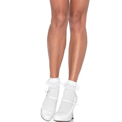 Spitzenrüschensocken Weiss – Leg Avenue