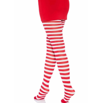 Gestreifte Strumpfhose Weiss / Rot | Leg Avenue