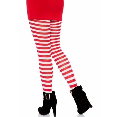 Gestreifte Strumpfhose Weiss / Rot – Leg Avenue