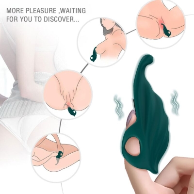 Erotic toy with illustrations for use on various parts of the body.