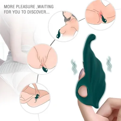Erotic toy with illustrations for use on various parts of the body.