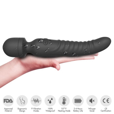 Mission Massager & Vibrator with Heat Effect, Black  –  Armony