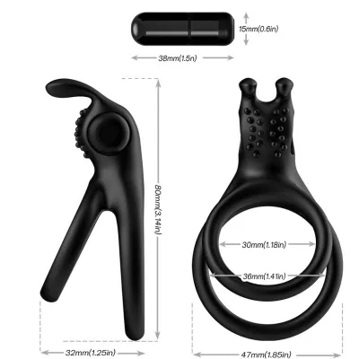 Traveler Double Ring Vibrator for Couples Rabbit Black – Armony