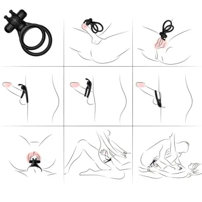 Traveler Double Ring Vibrator for Couples Rabbit Black – Armony