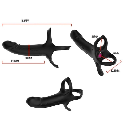 Dildo Mit Ring & Vibrator Mit Fernbedienung Schwarz  –  Armony