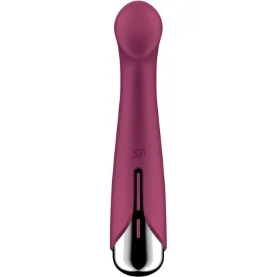 Purple vibrator with a rounded tip and silver end, vertical controls on the front.