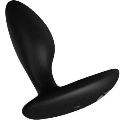 Schwarzes, ergonomisch geformtes Massagegerät mit glatter Oberfläche und breitem Griff.