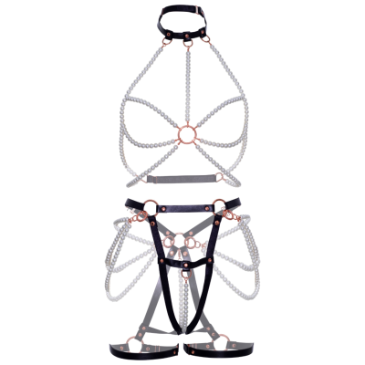 Harness Bra & Pearl Straps M | Leg Avenue