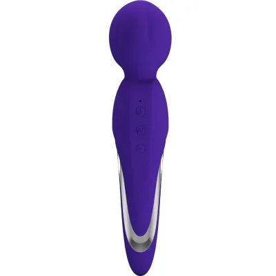 Purple massage device with a rounded tip and controls on the side, on a white background.