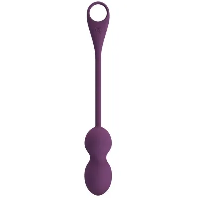 Purple Kegel ball with long handle and loop, suitable for pelvic floor training.