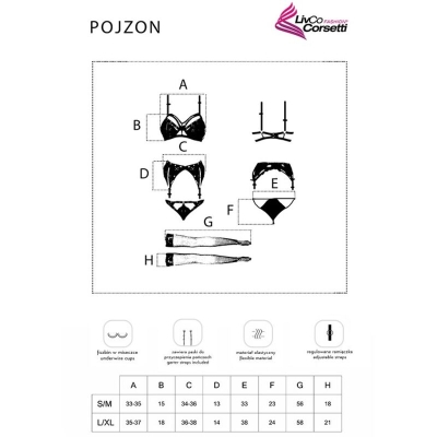 Pojzon Lc 90670 BH + Strumpfgürtel + Strümpfe + Höschen Schwarz | Livco Corsetti Fashion