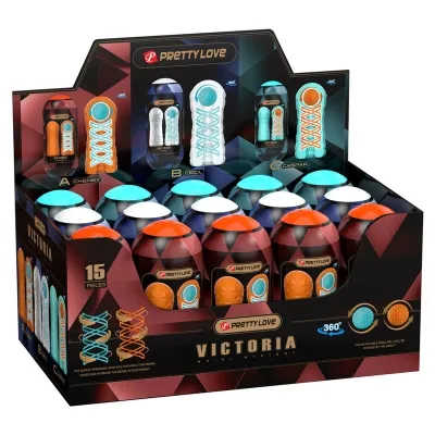 Packaging of "Pretty Love Victoria" containing 15 pieces, colorful designs and product images on the front.