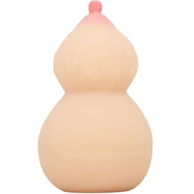 Beige, pear-shaped figure with pink lace and leaf pattern.