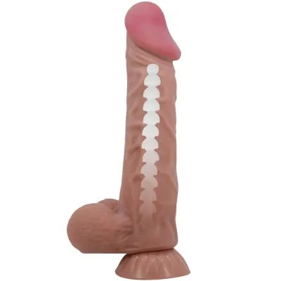 Realistischer Sliding Skin Dildo Mit Saugnapf Braun 24cm – Pretty Love